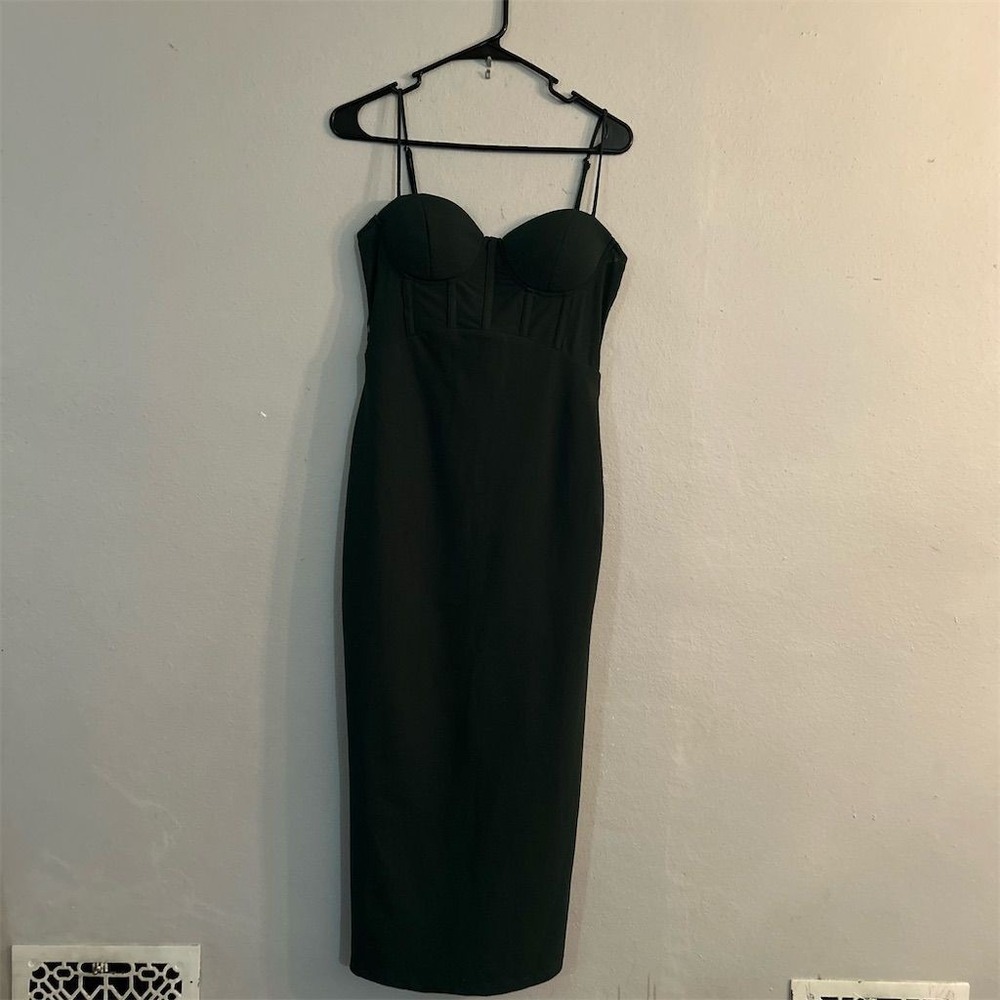 ASTR the Label Green Corset Mesh Bodice Midi Dress Size M Party Cocktail